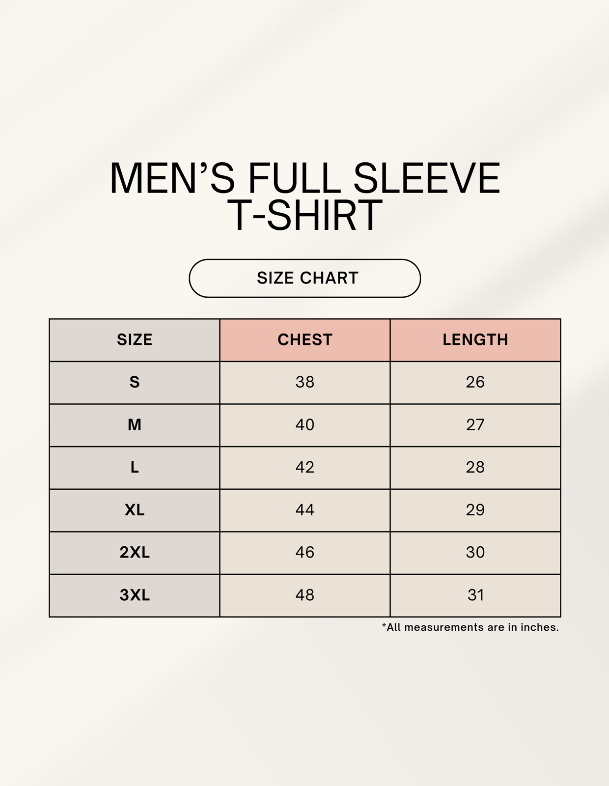 Color Size Chart White