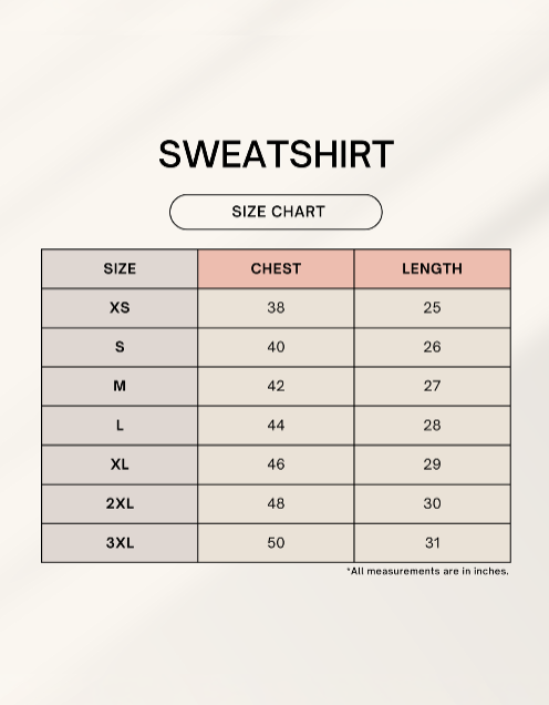 Size Chart Navy Blue